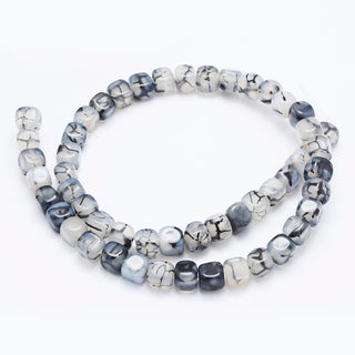 Agate Beads,  Cube, Grey/ Tan/ Blue Opal Colors, Approx 8mm, Hole: 1mm, about 50pcs/strand, 16''(41cm)