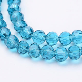 4mm Faceted Round Crystals *Steel Medium Blue. (approx 100 beads per 15" Strand)