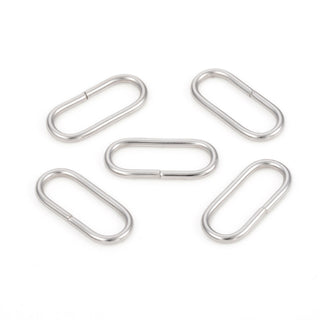 304 Stainless Steel Linking Rings, Quick Link Connectors, Closed but Unsoldered, Oval, Stainless Steel Color, 23x10x1.6mm, Inner Diameter: 19.8x6.6mm.  (Packed 10)