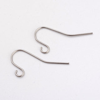 Tarnish Resistant 316L Surgical Stainless Steel Earring Hooks, Ear Wire, with Horizontal Loop, Stainless Steel Color, 17x8mm, Hole: 1.6mm.. (Packed 10 Pair/ 20 Pieces)