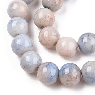 Opaque Crackle Glass Round Beads Strands, Imitation Stones, Round,Pastel "Almond" Colors, Hole: 1.5mm, approx 50 Beads.