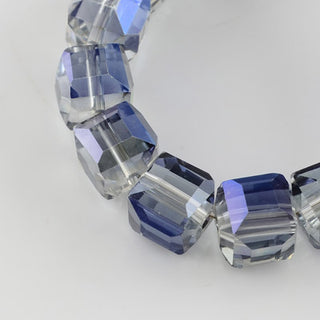 Electroplate Glass Bead Strands, Faceted, Cube, Midnight Blue, 6x6x6mm, Hole: 1mm, about 100pcs/strand, 21.6 inch strand.