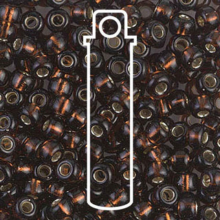 Seed Bead (MIYUKI 6/0)  Round.  (S/L (silver lined) Dark Topaz)  20gm tube.