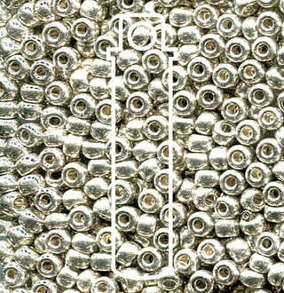 Seed Bead (MIYUKI 6/0)  Round.  (Galvenized Sterling Silver)  20gm tube.