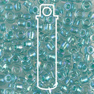 Seed Bead (MIYUKI 6/0)  Round.  (Light Teal Lined Crystal)  20gm tube.