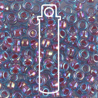 Seed Bead (MIYUKI 6/0)  Round.  (Hot Pink Lined Aqua AB)  20gm tube.