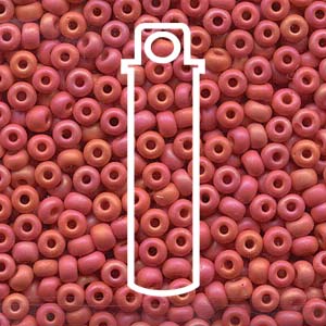 Seed Bead (MIYUKI 6/0)  Round.  (Matte OPAQUE RED Vermillion AB)  20gm tube.
