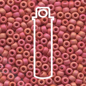 Seed Bead (MIYUKI 6/0)  Round.   (Opaque Red AB Matte)  approx 20gm tube.