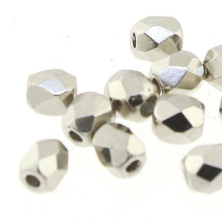 Czech Fire Polish 3mm  Nickel Plate.  (50 Beads/ Strand)
