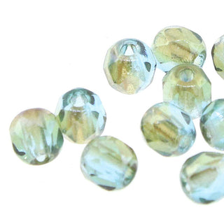 Czech Fire Polish 3mm  Aqua Celsian.  (50 Beads/ Strand)
