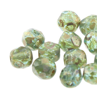 Czech Fire Polish 3mm  Aqua Picasso.  (50 Beads/ Strand)