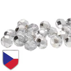 Czech Fire Polish 4mm.  Crystal Labrador CZK Shield.   (40 Beads/ Strand)