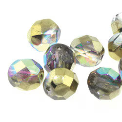 Czech Fire Polish 4mm.  Crystal Golden Rainbow   (40 Beads/ Strand)