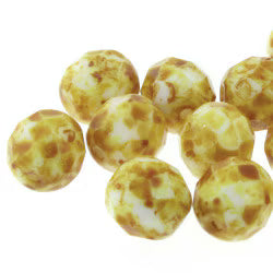Czech Fire Polish 4mm.  Chalk Travertine.   (40 Beads/ Strand)