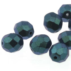 Czech Fire Polish 4mm. Polychrome Veridian.   (40 Beads/ Strand)