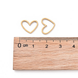 201 Stainless Steel Linking Rings, Laser Cut, Asymmetrical Heart, Real 18K Gold Plated, 10.5x13x1mm  (Packed 2)