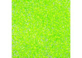 11/0 Czech  (Crystal C/L Vibrant Green). approx 24 gr. Tube