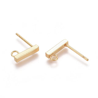 304 Stainless Steel Stud Earring Findings, Bar Style. 10x2mm, Hole: 1.8mm, Pin: 0.7mm  (Packed 10 Earwires) *See Drop Down for Color Options.