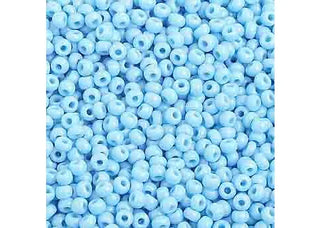 Czech 10/0 Seed Beads.  (Round).  Opaque Light Blue.  (Strung.  Approx 23 grams)