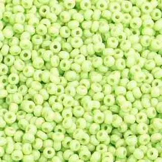 10/0 Seed Beads.  (Round).  Opaque Pale Green. (Strung.  Approx 23 grams)