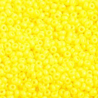 10/0 Seed Beads.  (Round).  Opaque Lemon Yellow.  (Strung.  Approx 23 grams)