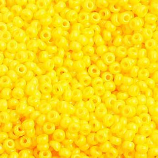 10/0 Seed Beads.  (Round).  Opaque Gold Yellow.  (Strung.  Approx 20 grams)