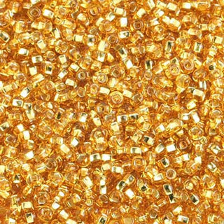 Czech 10/0 Seed Beads.  (Round).  S/L Gold  (Strung.  Approx 23 grams)