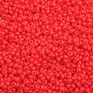 Czech 10/0 Seed Beads.  (Round).  Opaque Light Red Matte.  (Strung.  Approx 23 grams)