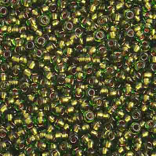10/0 Czech Round Seed Beads (Green/ Copperlined).   Hank.  Approx 20 grams