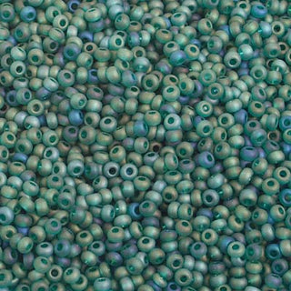 10/0 Czech Round Seed Beads (Transparent Dark Green Matt AB).   Hank.  Approx 20 grams (Copy)