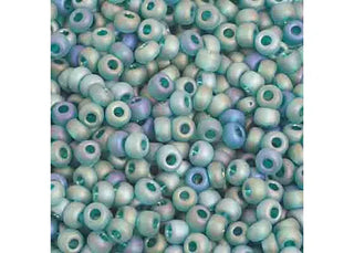 8/0 Czech (Transparent Green AB Matt) 12 String/Hank .  DOUBLE Hank.