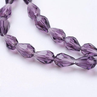 Glass Beads Strands, Faceted, teardrop,  6x4mm, Hole: 1mm, approx 65 Beads.  (See Color Options)