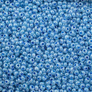 11/0 Czech  Round Seed Beads (Opaque Pale Blue Dyed Pearl)  *approx 23 gram tube