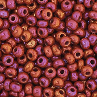 11/0 Czech Round Glass Seed Beads.  (Opaque Ruby AB)  Tube.  24gr.