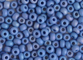 11/0 Czech (Opaque Medium Blue AB Matt) 6 String/Hank  *Approx 17 gr