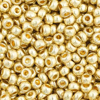 11/0 Czech  Round Seed Beads (Metallic Light Gold Solgel)  *approx 23 gram tube
