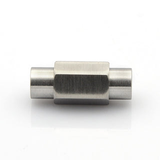 304 Stainless Steel Matte Surface Magnetic Clasps with Glue-in Ends, Hexagonal Prism, Stainless Steel Color, 22x9.5x9mm, Hole: 6mm  *Sold Individually.