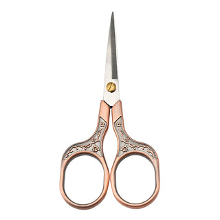 Plum Pattern Stainless Steel Scissors, Embroidery Scissors, Sewing Scissors, with Zinc Alloy Handle, Red Copper, 12.6x5.8cm. Sold Individually.