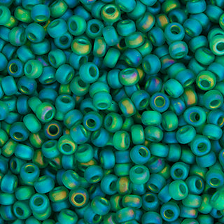 11/0 Miyuki  Round Seed Beads (Emerald Transparent AB Matte)  *approx 22 gram tube