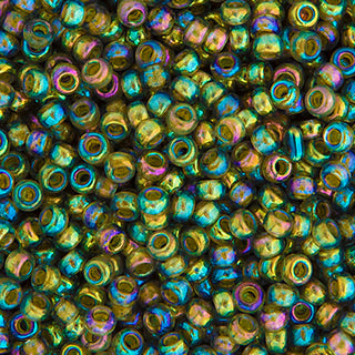 11/0 Miyuki Round Seed Beads (Olivine Chartreuse Lined AB)  *approx 22 gram tube