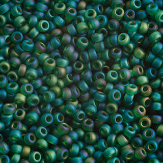 11/0 Miyuki Round Seed Beads (Frost Green Rainbow )  *approx 22 gram tube