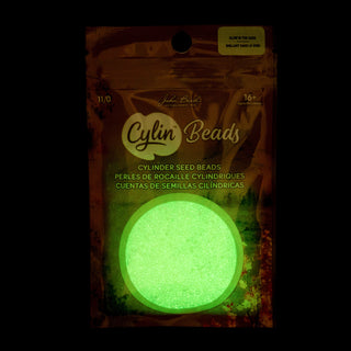Cylin Bead.   11/0.    25g Bag.   Glow in Dark - AB Light Green