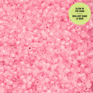 Cylin Bead.   11/0.    25g Bag.   Glow in Dark - PINK