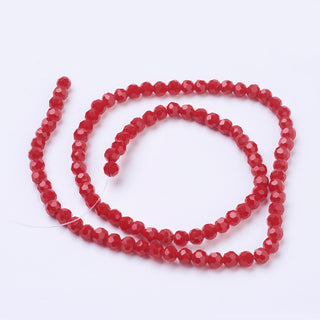 4mm Faceted Round Crystals *RED (approx 100 beads per 15" Strand)