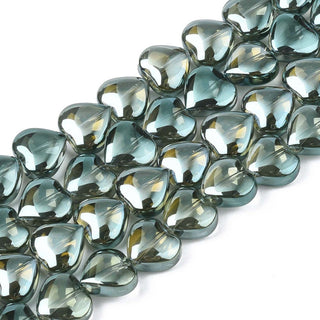 Electroplate Glass Beads Strands, AB Color, Heart, 9~10x10x5.5mm, Hole: 0.8mm, approx 70 Beads. *See Color Options.