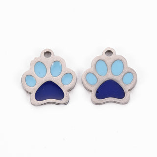 304 Stainless Steel Enamel Charm, , Dog Paw Print,1 3x12x1mm, Hole: 1.5mm.  *See Drop down for Color Options.  Sold Individually.