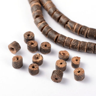 Natural Coconut Column Bead Strands, Camel, 5.5x3~5.5mm, Hole: 1mm, about 148pcs/strand, 22.4 inch
