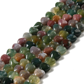 Natural Indian Agate Beads Strands, Heart, 8~8.5x8~9x5mm, Hole: 1mm, app. 50 beads/strand,