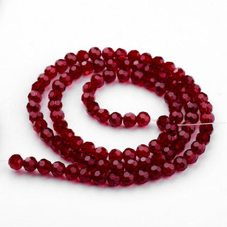 4mm Faceted Round Crystals * Dark RED (approx 100 beads per 15" Strand)
