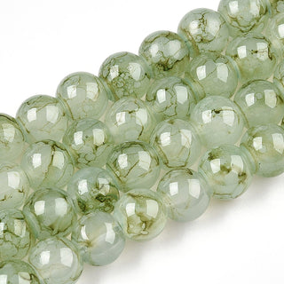 Glass Bead Strands, Resembles White Jade *But is GLASS! , Round, Dark Sea Green, 8~8.5mm, Hole: 1.2mm.  (Approx 52 Beads)